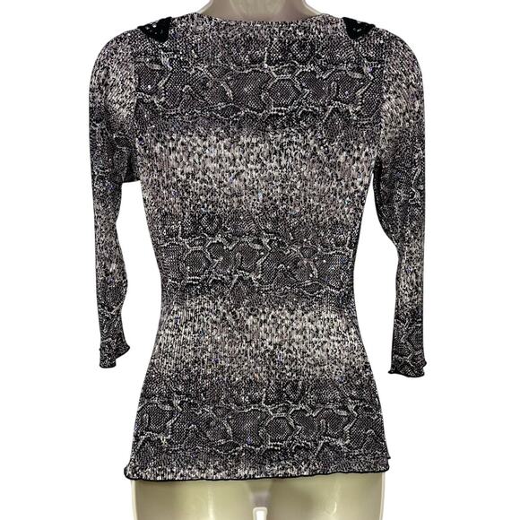 Vintage y2k small women snakeskin black babydoll rhinestone glam whimsygoth lace - Picture 2 of 10